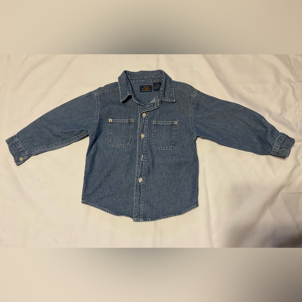 Vintage Boy’s Li’l Kids Route 66 Button Down Long Sleeve Denim Shirt w/Pockets